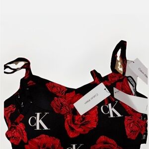 Calvin Klein Black and Red Floral Bralette